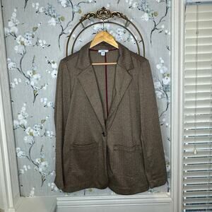 Croft & Barrow Brow and Black Herringbone Pattern Blazer - Size M